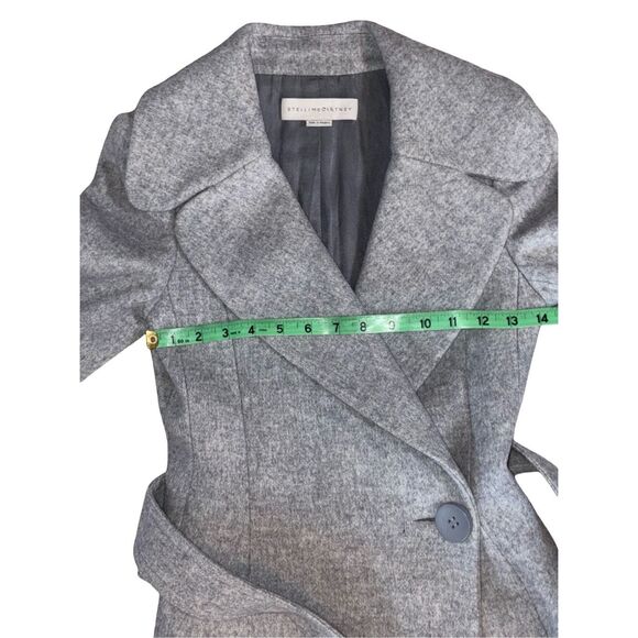 New Stella McCartney Wool Blend Belted Gray Knee Length Coat Women size 36 - Picture 14 of 16